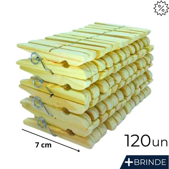 Prendedor de Roupa Madeira 120 Un Grampo Pregador Barato