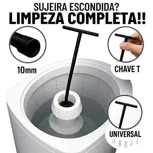 Chave T 10mm Chave Longa Agitador Lavadora Máquina Brastemp Electrolux Universal Limpeza