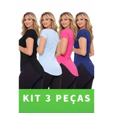 Kit 3 Blusa Feminina Tapa bumbum corte a fio Feminina Sobre legging Academia