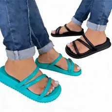 Sandália Papete Feminina Birken Plataforma Rasteirinha Plana Tiras Colorida