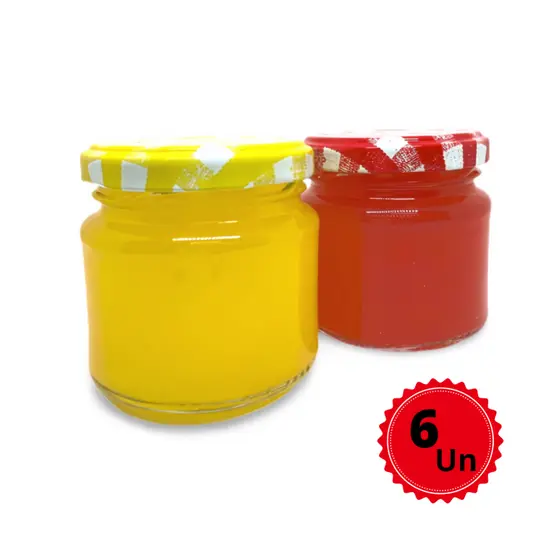 Kit C/06 Potes De Vidros Mini Belém 150ml C/ Tampas Metálicas e Lacres
