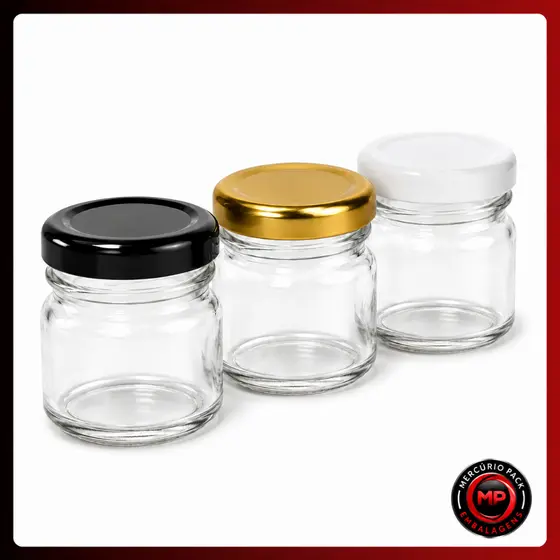Kit 24/50/100 Potinhos de Vidro 40ml Tampas Metalicas para Lembrancinhas Casamento Aniversario