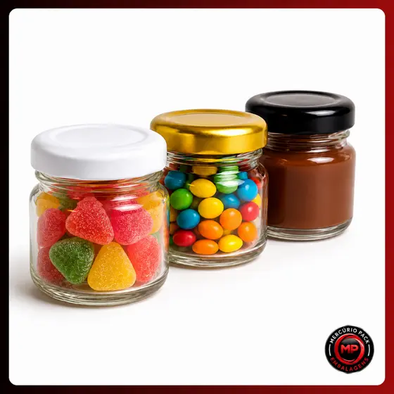 Kit 20 Potinho De Vidro 40ml Tampa Metálica Lembrancinha Aniversario Casamento Mini Pote