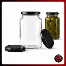 15 Potes de Vidro 600ml Nadir para Conservas Doces Multiuso Tampas Metalicas Cor Vinho Xadrez