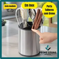 [Envio Imediato] Porta Talheres Inox com Dreno Escorredor de Pia Suporte Organizador de Utensílios