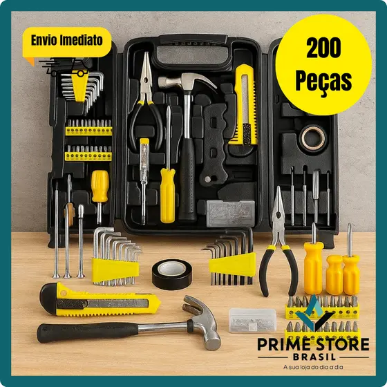 Kit Jogo de Ferramentas 200 Peças com Maleta Completa Reforçada – Ideal para Reparos e Manutenção