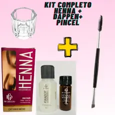 Kit Henna Para Sobrancelhas di grezzo+ Dappen Multifuncional + Pincel Duplo Escova E Chanfrado Para Sobrancelhas Ruby AnjoQualidade Total 100% Original