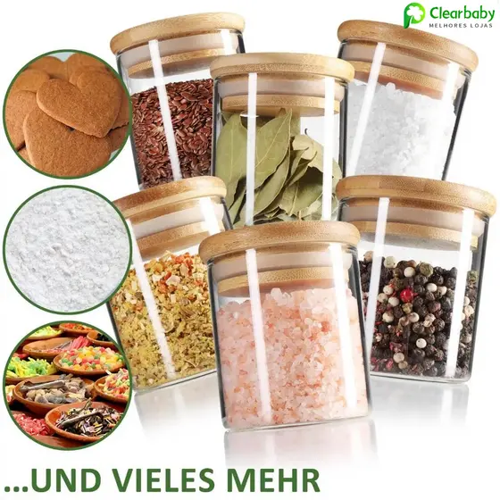 Kit 6 Peças 200ML Potes Herméticos Com Tampa De Bambu pote de mantimentos
