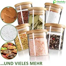 Kit 6 Peças 200ML Potes Herméticos Com Tampa De Bambu pote de mantimentos