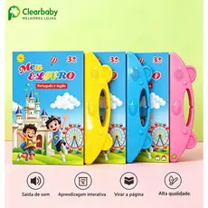 Livro Interativo com Som Infantil Bilingue PT EN PT EN Brinquedo interativo Educativo Brinquedo Aprimoram compreensão