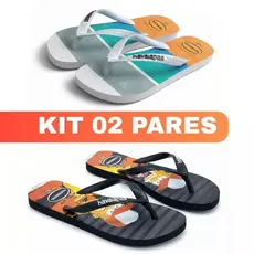 Kit 2 Pares de Chinelo Masculinos HV Modelos Variados Lançamento Verão Tropical 2025 Moda Praia Entrega Imediata