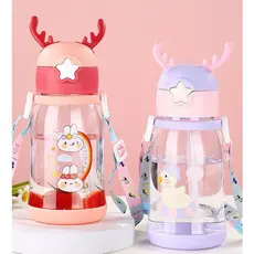 600ML Garrafa De Alce Água Infantil Criança Portátil Com Canudo  Desenho Fantasia Para Meninas ou Meninos