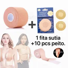 kit 1 Adesivos Levanta Seios Sutia Fita Boob Up Invvel Fit 3D + 10 pcs Protetor
