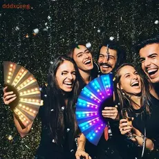 Leque com luzes LED leque dobrável para festas adereço para criar um ambiente festivo de carnaval
