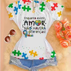 Tshirt Blusa Camiseta feminina Estampada Premium Autismo - Enquanto Existir...