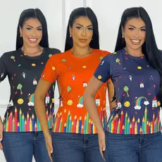 Tshirt Blusa Baby Look Feminina Premium - Área da Educação - Várias Cores