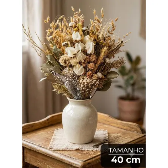 Ramalhete de flores secas naturais Boho Chic Médio 40 cm para vaso decoração