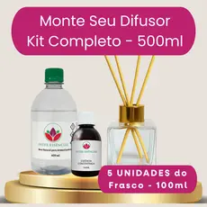 Kit Aromatizador de Ambiente 5 Cubos 100ml - Vidro + Essencia + Base - Faça você mesmo - Flor de Figo