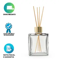1 Vidro Difusor de Ambiente Cubo 250ml com Tampa Vareta Aromatizador