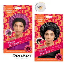 Touca Cetim Premium Antifrizz Dupla Camada Grande Rosa e Preta ProArt - Escolha a Sua
