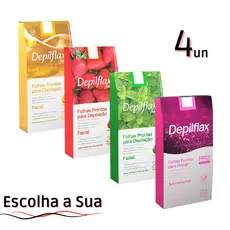 Kit Folhas Prontas Depilação Facial Design Sobrancelhas 4 Caixa Depilflax Profissional