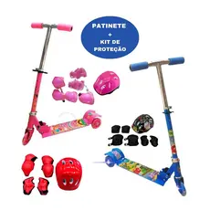 Patinete Infantil 3 Rodinhas com Luz Led e Freio Ajustável Até 25kg Menino Menina