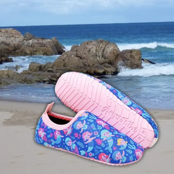 Sapatilha Calce Fácil Para Meninas, Aquática e Antiderrapante Para Piscina, Gramado e Praia