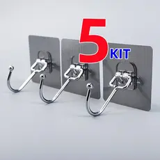 5 Peças Gancho Adesivo, Parede Multifuncional Autocolante Casa Cozinha Quarto Banheiro Organizado