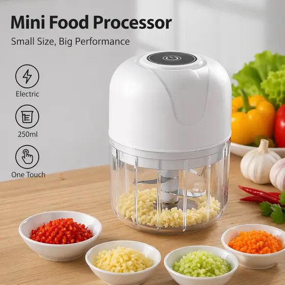 【Opção】Mini Processador Elétrico Moedor+Mini Triturador Processador Manual De Temperos  Alho Cebola