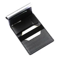 Masculina Ultra Fina Vertical Pequena Porta Cartão Anti-desmagnetização Carteira Preto