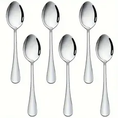 Kit C/6 Colher De Sobremesa Aço Inoxidável Cozinha Aparelho Restaurante Bufffet Faqueiro