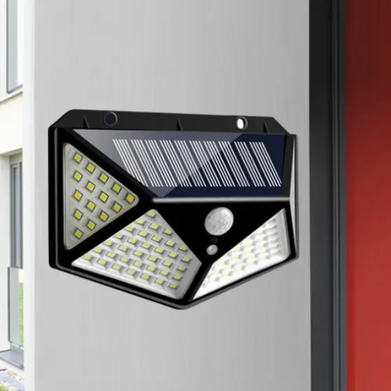 LumináRia Solar 4/100 Led Com Sensor Jardim Prova D'água