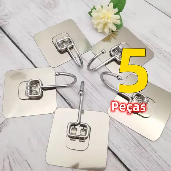 5 Peças Gancho Adesivo, Parede Multifuncional Autocolante Casa Cozinha Quarto Banheiro Organizado