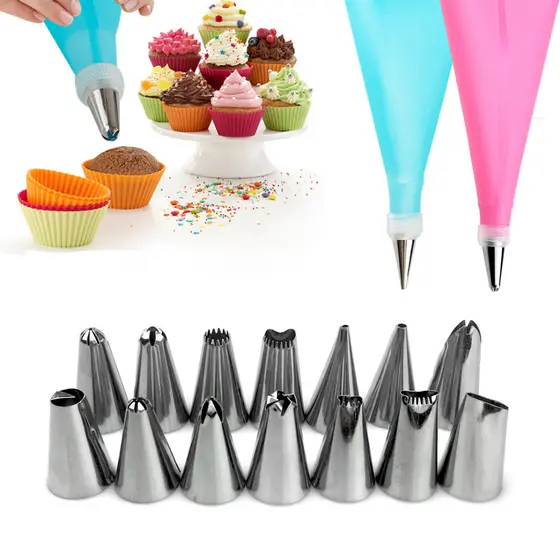 24 Conjunto De Confeiteira De Silicone Com Bico Para Decoração Com Creme Bolo Para Decoração Com Creme Confeitaria Bolo Sorvete