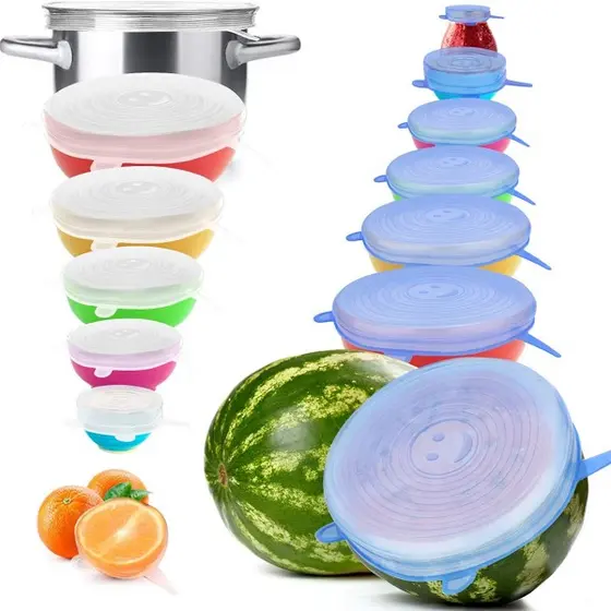 Kit 18 Tampas Panela Silicone Universal Reutilizável Elástica, Tampas Silicone Cozinha/Geladeira