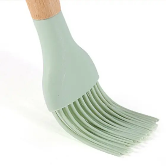 Kit C/12 Pçs Utensílios De Cozinha Colheres Espatula Silicone Cabo Madeira Decoração Livre BPA