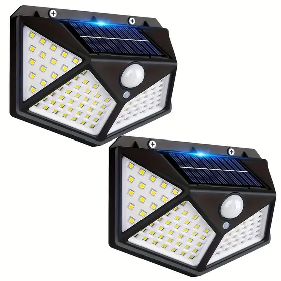 1/2/4 PCS Luminária Parede Solar 100 Leds Com Sensor de Movimento Jardim Externa Prova D'água Casa