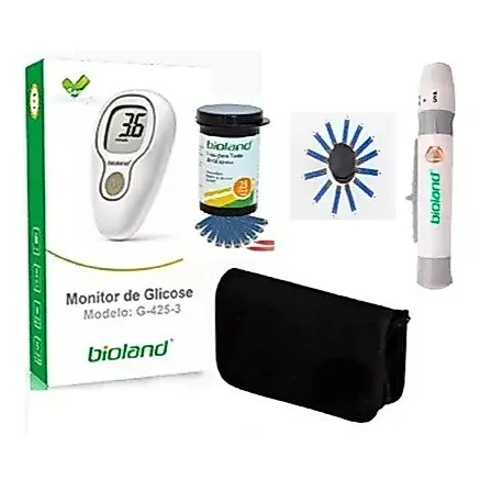 Monitor de Glicemia Bioland G425-3 com Bolsa + 25 Tiras e 25 Lancetas