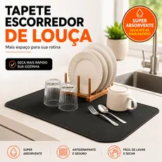 Tapete Escorredor de Louça 70x35cm Grande Absorvente e Antiderrapante para Cozinha