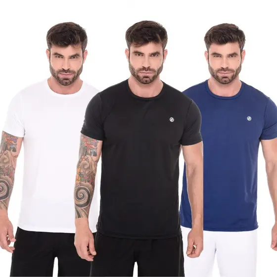 Kit 3 Camisetas Masculina Dry Fit Respirável Diferenciada Com Proteção UV