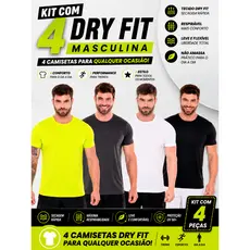Kit 4 Camisetas Dry Fit Masculino Treino Com Proteção Uv 50+ Respirável