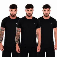 Kit 3 Camisetas Preta Masculino Dry Fit Respirável Academia e Treino Com Proteção UV