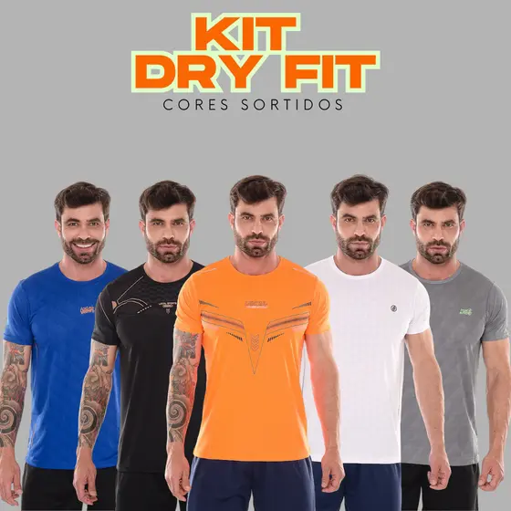 Kit 3 Camisetas Sortidas Estampadas Dry Masculina Anti Odor.
