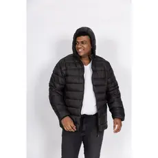 Jaqueta Bobojaco Masculina Plus Size Puffer Nylon com Capuz Inverno Gola Alta