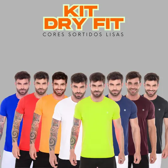 Kit 3 Camisetas Sortidas Dry Fit Masculina Tecido Anti Odor
