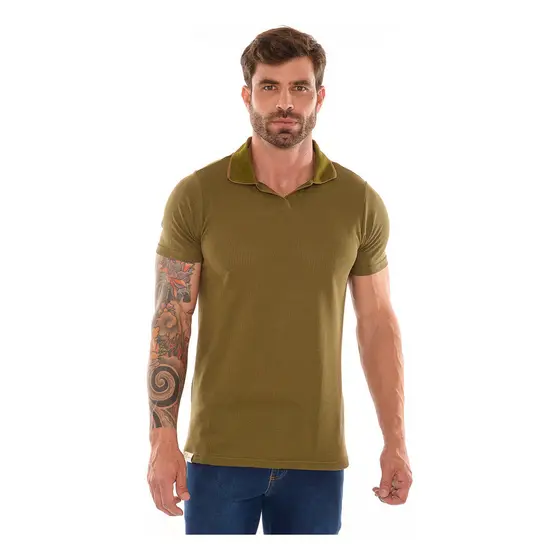 Camiseta Gola Polo Masculina Leve Diferenciada Manga Curta