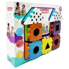Castelo Educativo Baby 28 Peças + 6 Formas | Brinquedo de Montar e Encaixe | +12 Meses | Kendy | QUEEN SHOP