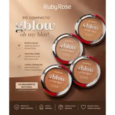 Pó Compacto Facial Ruby Rose Oh My Blur Cobertura Leve Efeito Matte