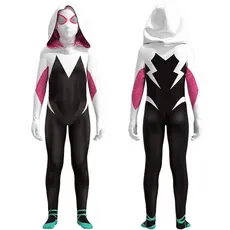 LM Meia-Calça Infantil Aranha gwen Macacão cosplay Para Meninas Fantasia De Halloween