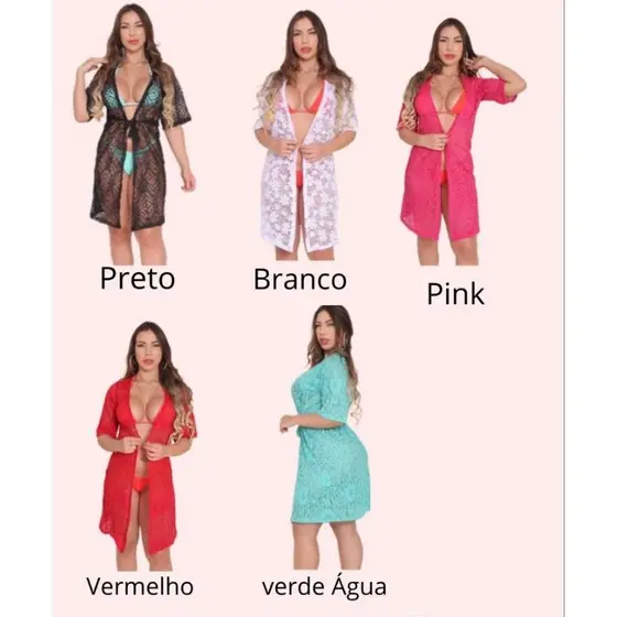 kimono Renda Arrastão saída de praia Varão 23